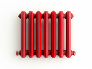 Billede af en rød radiator
